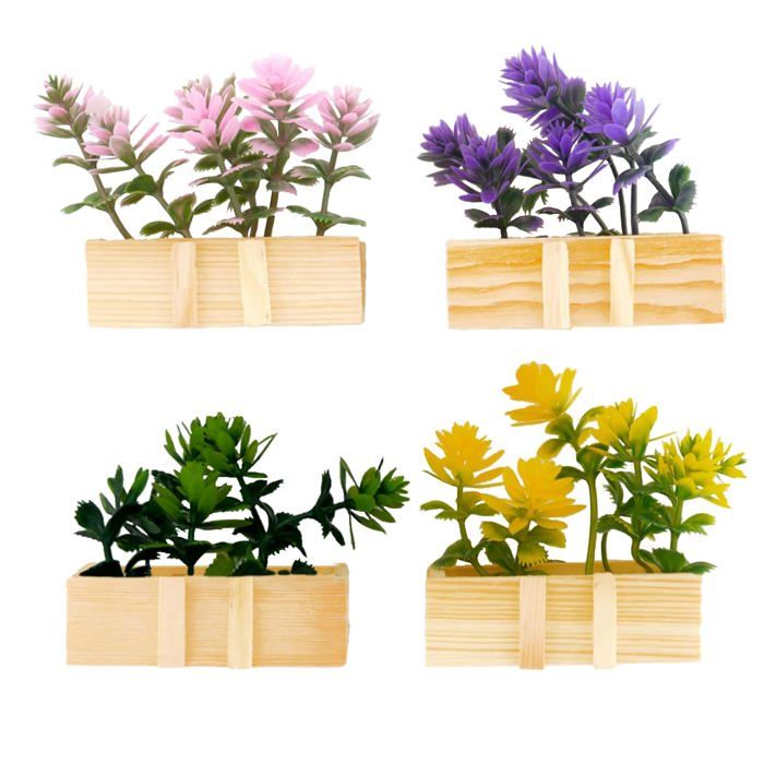 Lot de 4 Aimant Frigo avec des Plantes en Pot Magnet Frigo Artisanat Créatif Artisanat Créatif Fleurs Convient aux MEUBLE A EPICES