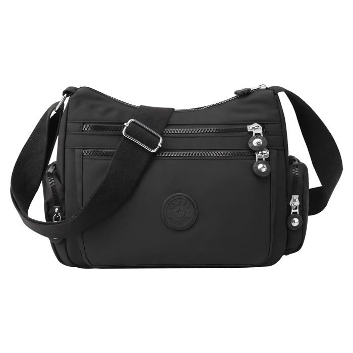 Sac Bandoulière Femme Nylon Imperméable Multipoches Léger pour Voyage École Sport Aucunely