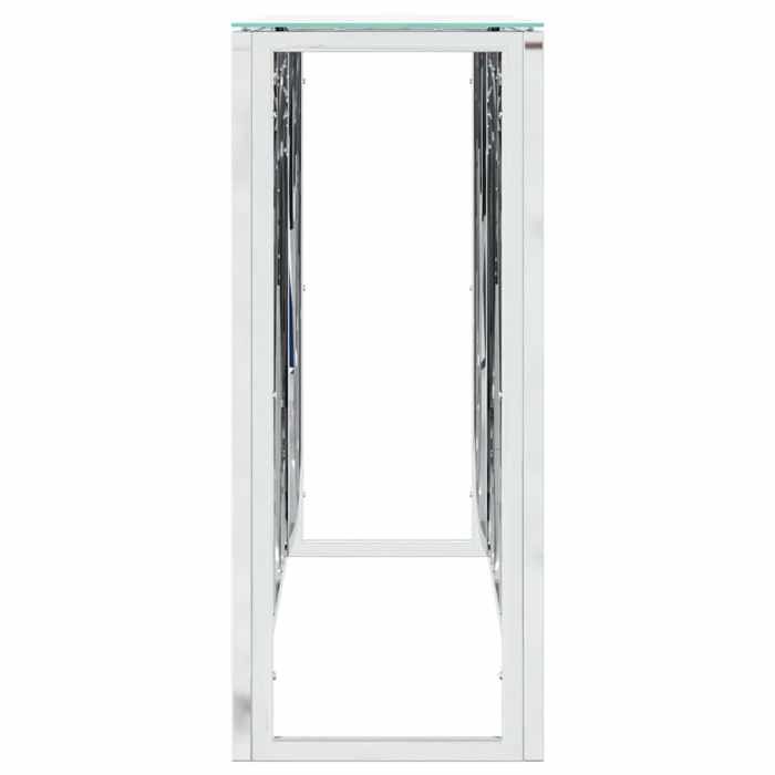 Magnifique Table console argenté 110x30x70 cm acier inoxydable et verre - design polyvalent - pour maison - Argent 15.28 kg 2026_704
