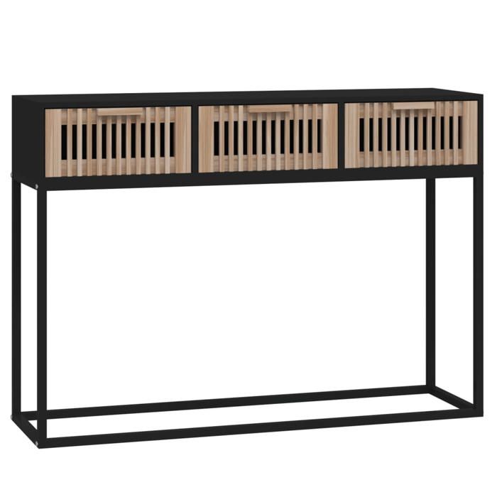 NEW Bout de Canapé MEUBLE dEntrée - UU - Table console - noir 105x30x75 cm bois dingénierie et fer FR_93179