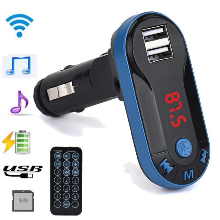 Kit Bluetooth Transmetteur FM et Lecteur MP3 SD/double USB pour Voiture