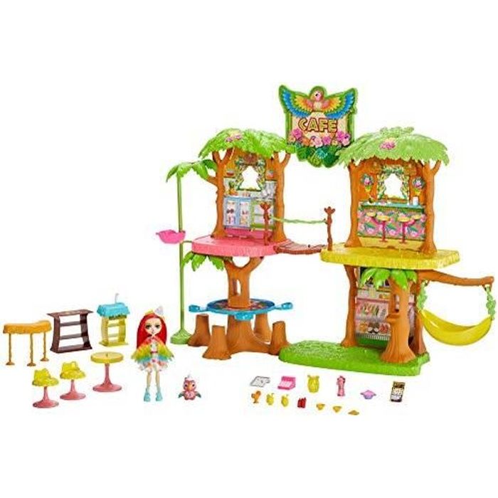 Enchantimals Coffret Maison Cafe Jungle Enchantee Mini Poupee Peeki Perroquet Figurine Animale Sheeny Balancoire Et A Gfn5 Achat Vente Poupee Cdiscount