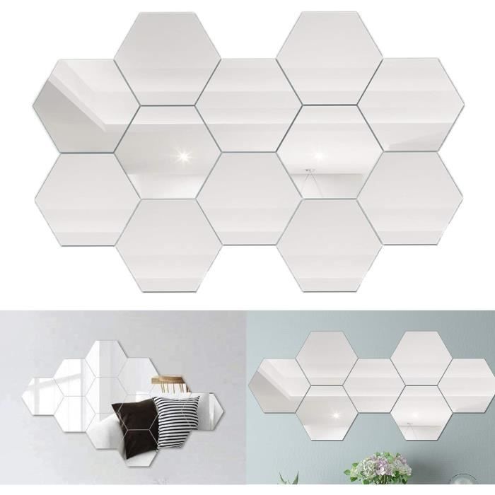 16 Carreaux Miroir Autocollants Muraux 15x15 Cm - Déco Intérieure Moderne, Argent, Facile à Poser
