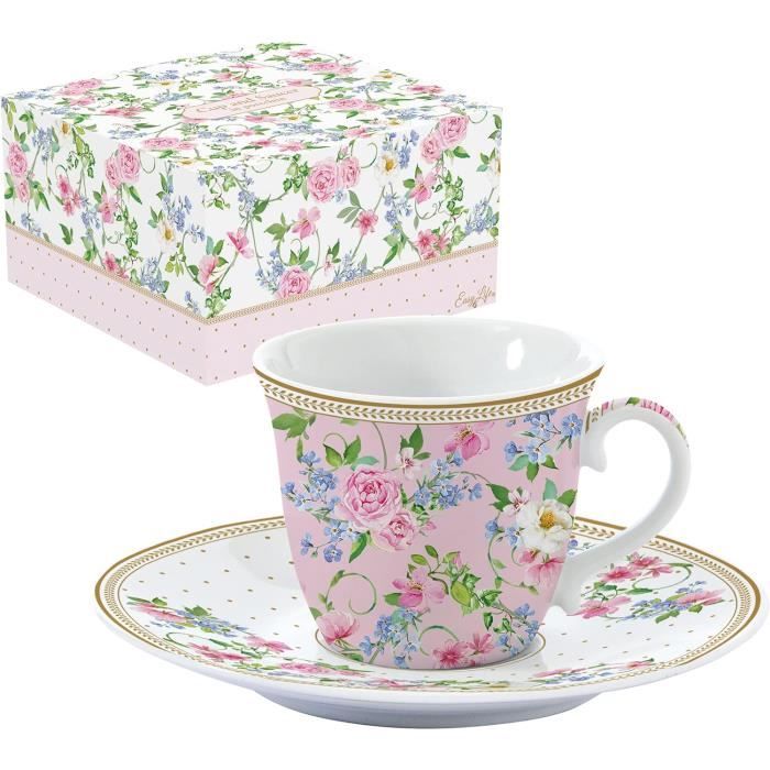 A TABLE Coffret Paire tasses thé LA MAJORELLE Bleu en porcelaine 280ML