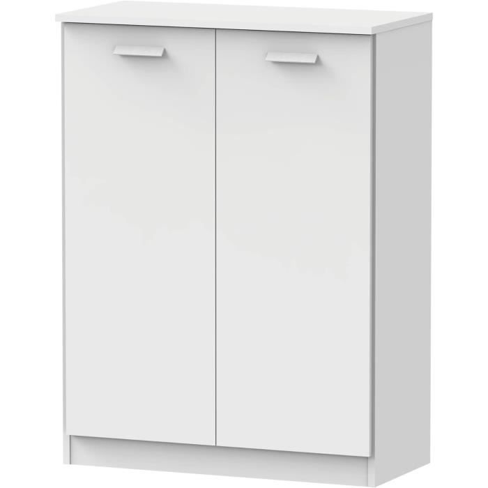 Armoire Multifonction Gaviola - 2 Portes, étagères Réglables - 79x40x96 Cm (blanc Et Chêne) - Pour Rangement Salon, Entrée, Bureau - 7