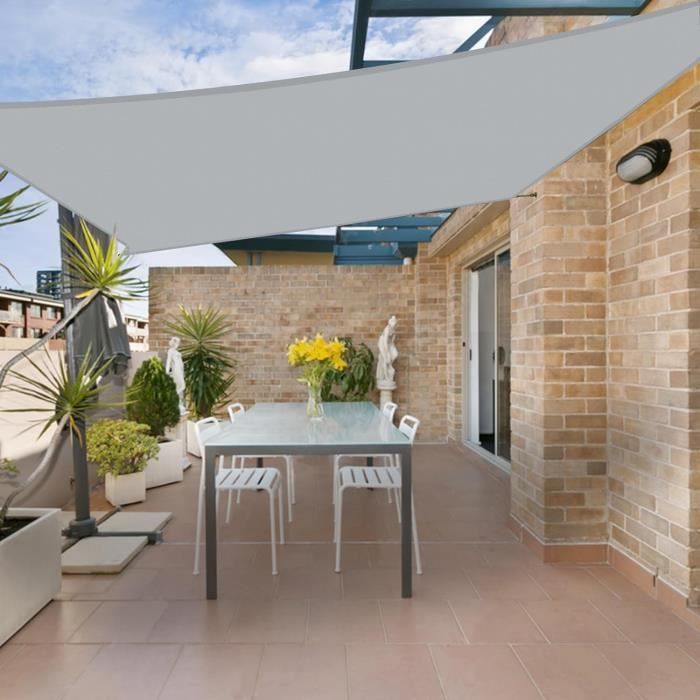 Voile D'Ombrage Rectangulaire 2x3m Gris - Protection UV 95% - Imperméable - Pour Terrasse, Jardin Ou Balcon