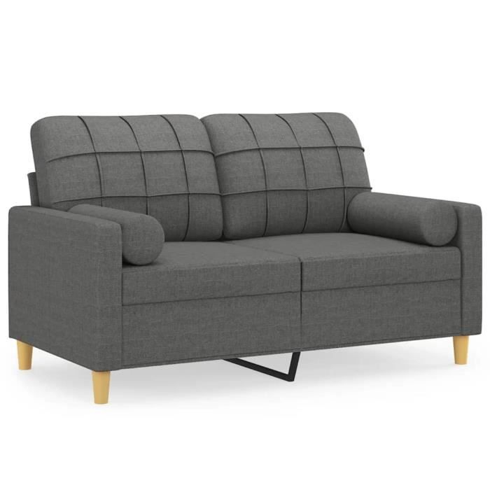 Canapé 2 places - Tissu gris foncé - Style contemporain - Confort moelleux