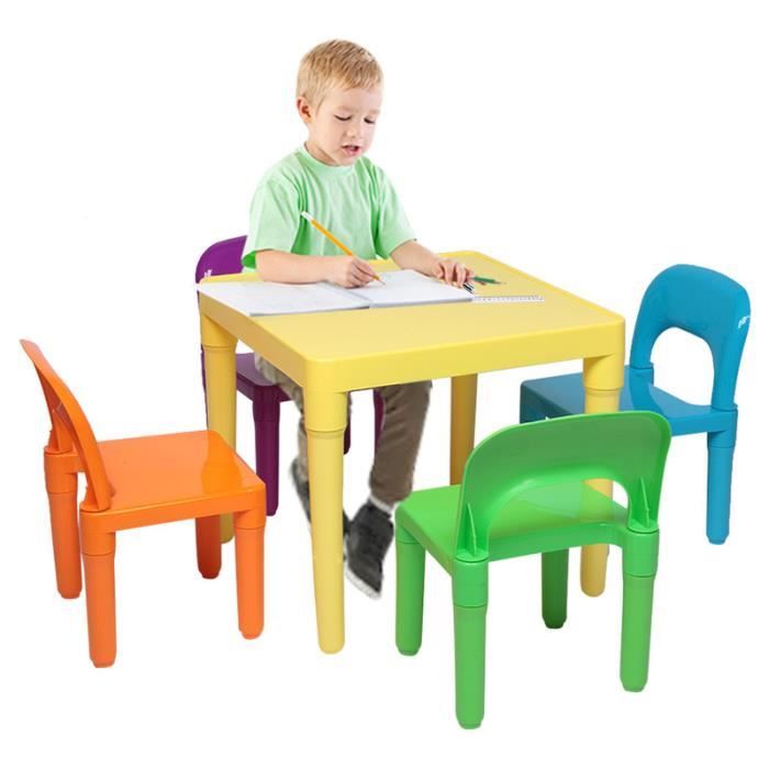 Ensemble Table et 4 chaises pour Enfants, en Plastique, Multicolore -  50x50x46cm - Cdiscount Puériculture & Eveil bébé