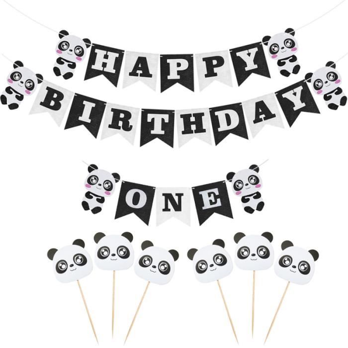 8pcs Set Kid Celebreation Utilisation Ans Panda Theme Fete D Anniversaire Decoration Outil Set Noir Blanc Cdiscount Maison