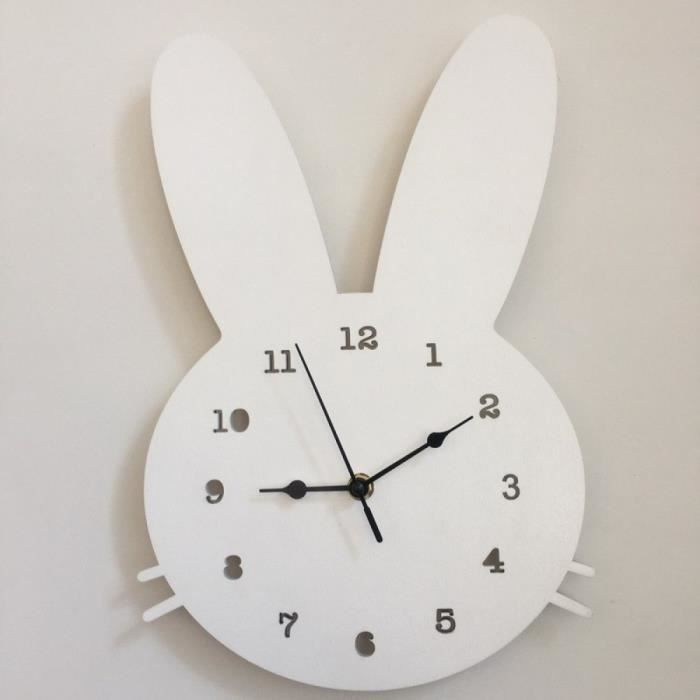 Horloge Murale Blanc Nordique Bois Lapin Forme Decor Chambre Enfants Sexe Neutre Pepiniere Bebe Douche Cadeau Decoration Interieur Cdiscount Maison