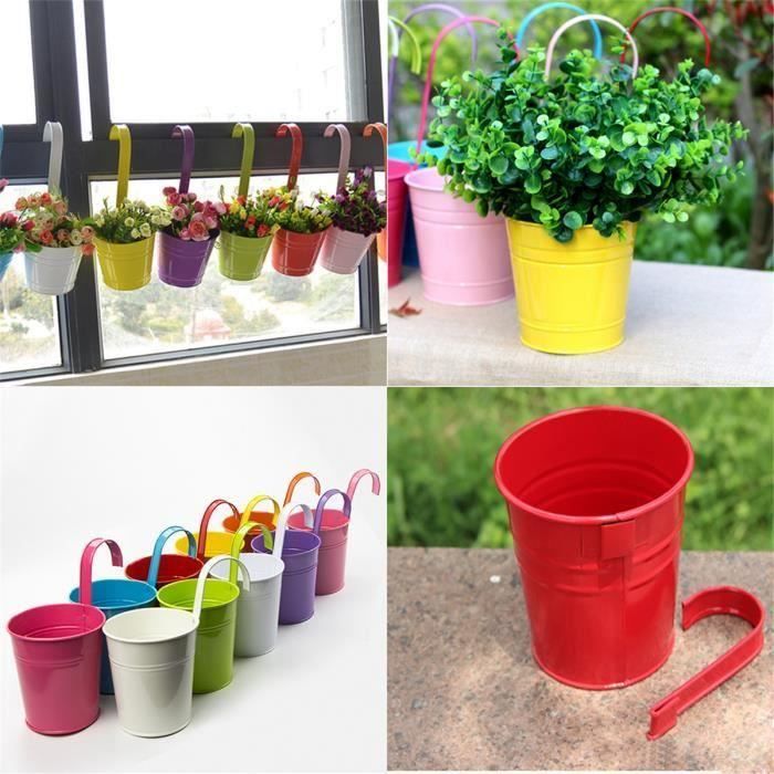 10 Pcs Belle Metal Fer Fleur Pot Suspendu Balcon Jardiniere Decor