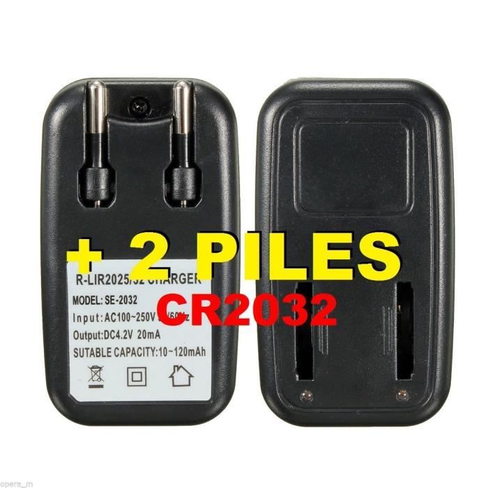 Noir - USB - Pile bouton au lithium chargeur de batterie pour 2032