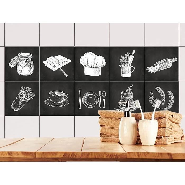 18 Pcs Sticker Carrelage Cuisine 15×15,Autocollant Carrelage pour Salle de  Bain,Adhésifs Blancs Noirs Stickers Muraux Carreau[u90] - Cdiscount Maison