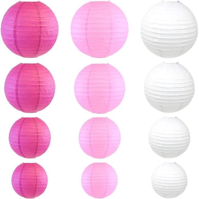 24 pièces Assortiment de lanternes en papier blanc et bleu clair de 24 pièces Assortiment de lanternes en papier blanc et bleu clair de