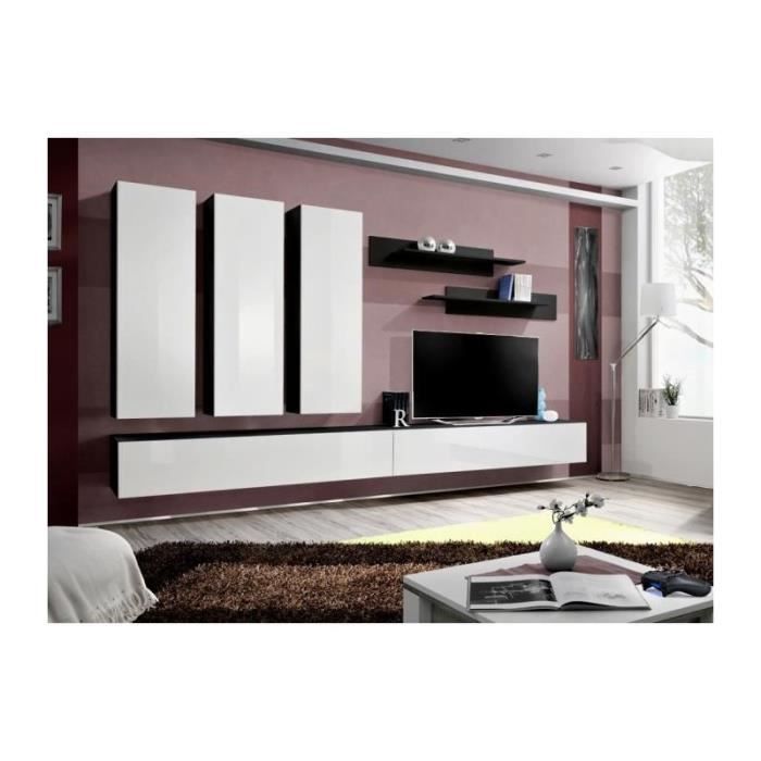 Meuble Tv Fly E1 Design Coloris Noir Et Blanc Brillant Meuble Suspendu Moderne Et Tendance Pour Votre Salon Achat Vente Meuble Tv Meuble Tv Fly E1 Design Soldes Sur