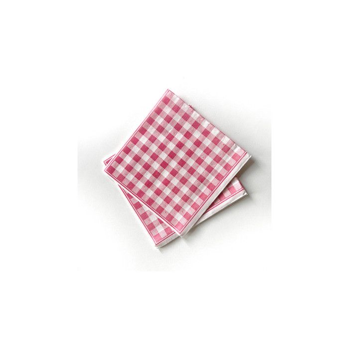Lot De 40 Serviettes De Cocktail Jetables En Papier Vichy Rose - Pour Restaurant, Bar, Pique-nique, Anniversaire, Anniversaire De Mariage - 25 X 25 Cm