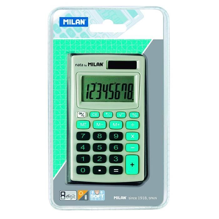 Calculatrice Electronique Milan 150610BBL 10 Chiffres - Grandes Touches, Double Alimentation, Bleu/Blanc
