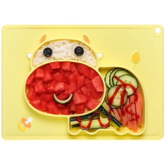 Assiette En Silicone Pour Bebe Set De Table Placemat Enfant Assiette Antiderapante Avec Ventouse Adapte Au Lave Vaisselle Et Au Fou Cdiscount Puericulture Eveil Bebe