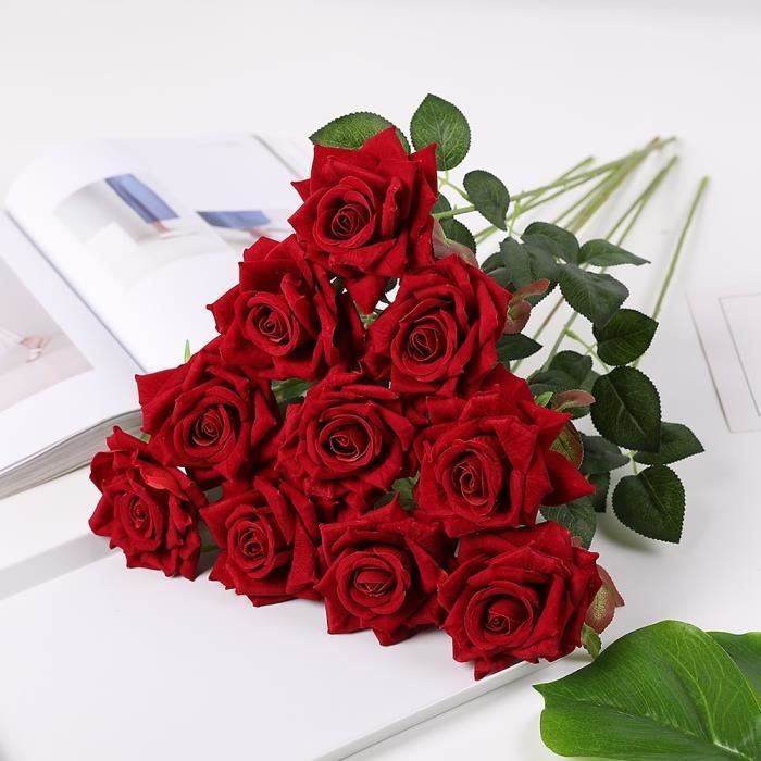 10 pièce-ensemble 50 cm Champagne Rose fleurs Bundle Roses rouges Bouquet de  fleurs artificielles Table de mariage - red 2 - Cdiscount Maison