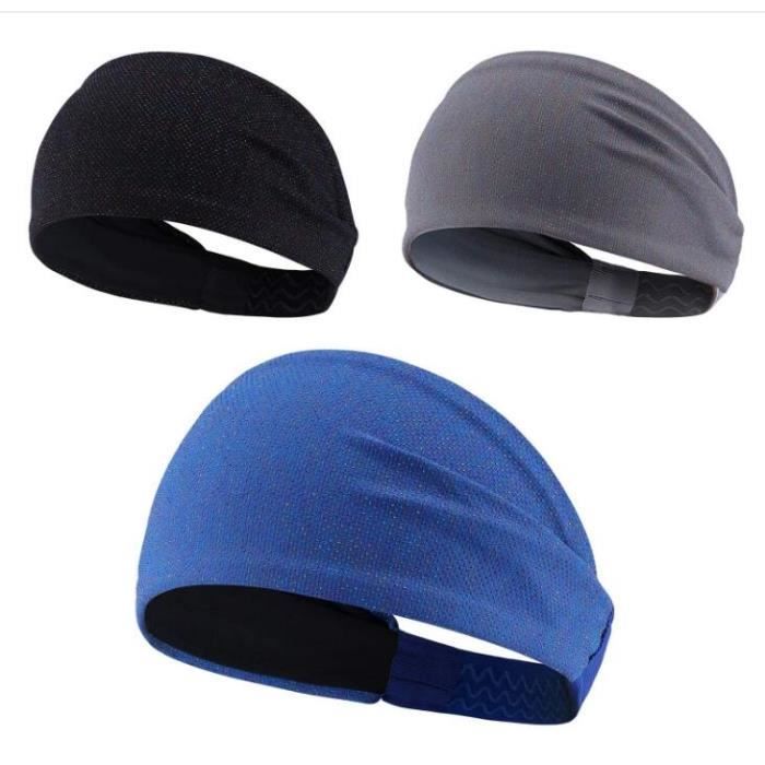 3 pcs Bandeaux de Sport pour Homme Bande de Cheveux lastique Non