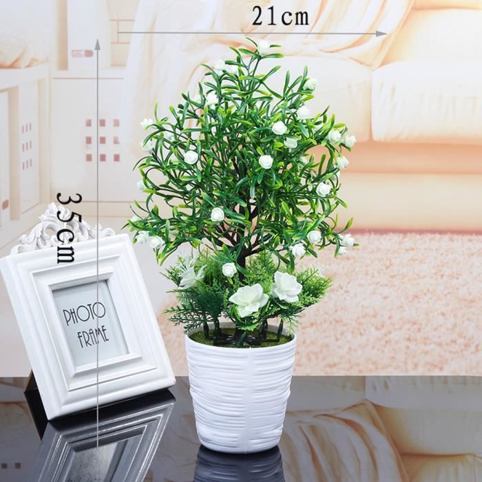 Simulation Fleur En Pot Salon Decoration De La Maison Table A Manger Tv Cabinet Table A The Bonsai Blanc Cdiscount Maison