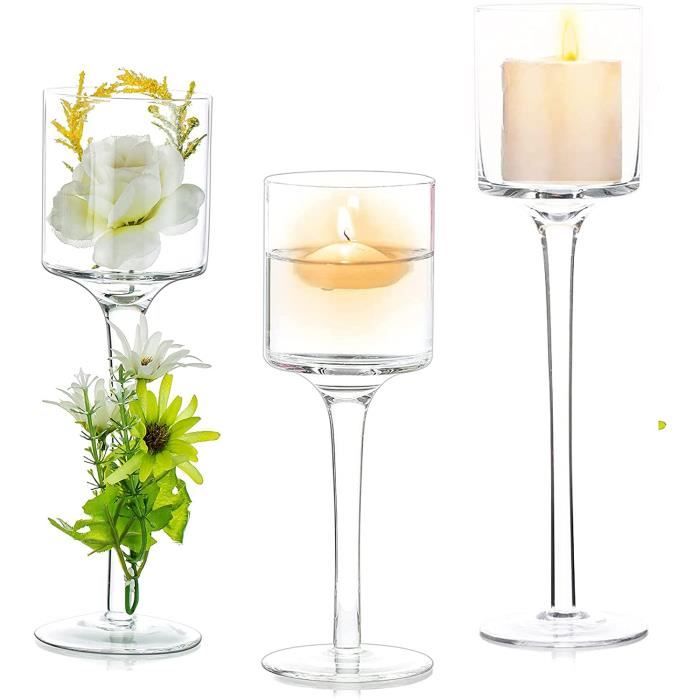 6 Vases Cylindriques En Verre Transparent - Pour Bougies Flottantes Ou Fleurs - Décoration Table