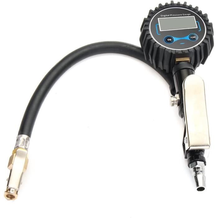 Gonfleur De Pneu Avec Manomètre Intégré 220 PSI / 15 Bar - Embout En Laiton, Flexible, Universel Pour Voiture, Moto, Vélo, Camion - 11