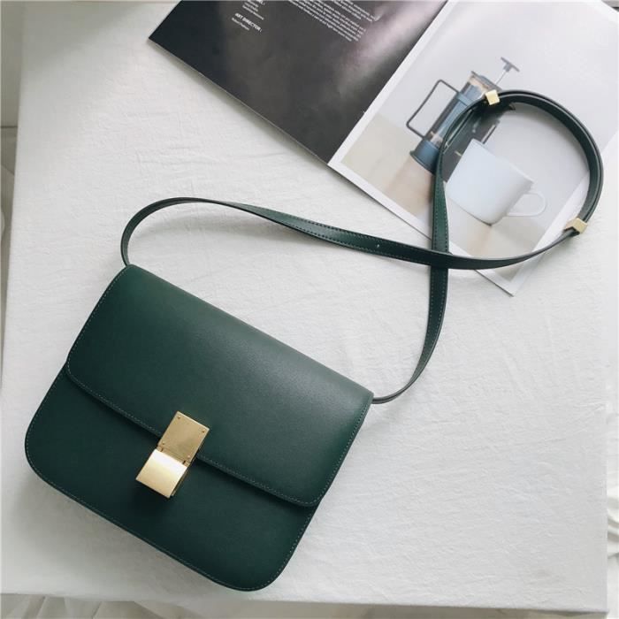 Vert fonc L 23cm Sac Main En Cuir V ritable Pour Femmes