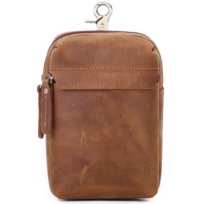 Sac Banane Cuir Véritable Vintage - Pour Randonnée Ou Quotidien - Taille Unique - Neuf Sous Emballage