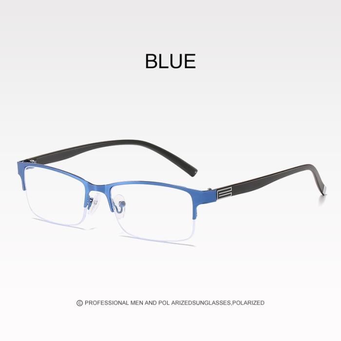 BLEU Dioptrie 3 5 Lunettes Demi monture Anti Lumi re Bleue Pour Homme Verres Pour Myopie Avec