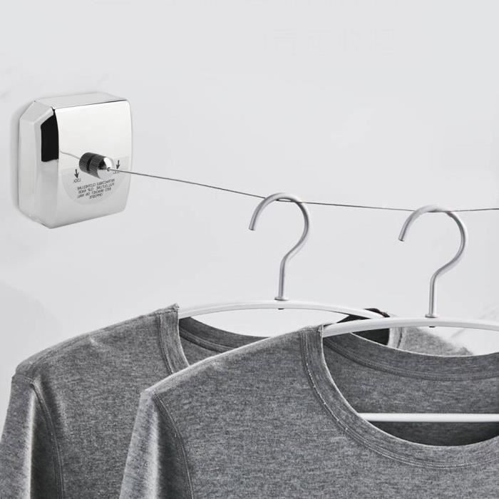 RHO-sèche-linge Corde à linge rétractable en acier inoxydable, corde à suspendre pour vêtements