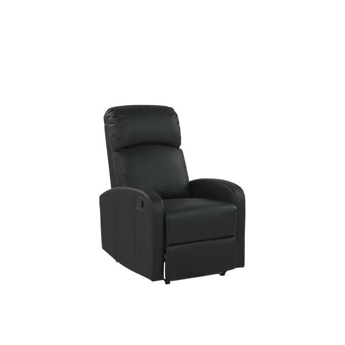 beliani - fauteuil de relaxation en simili-cuir noir avec leds et port usb virrat