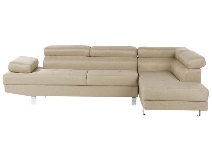 Canapé angle à gauche 5 places en tissu beige NORREA Canapé angle à gauche 5 places en tissu beige NORREA