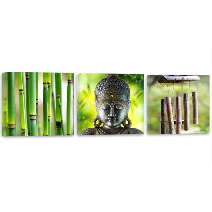 Tableau Deco Multi Panneaux Mural Impression Sur Toile 120x40 Meditation Bouddah Zen Bambou Vert Gris Achat Vente Tableau Toile Cdiscount