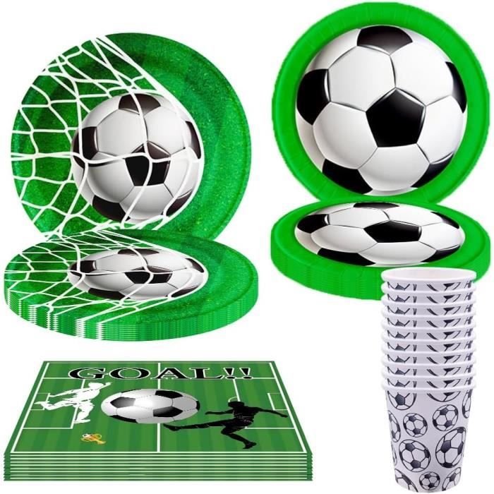 Kit Vaisselle Jetable Thème Football - 52 Pièces (16 Assiettes, 16 Gobelets, 20 Serviettes) Pour 16 Invités - Décoration Fête Anniversaire - 5
