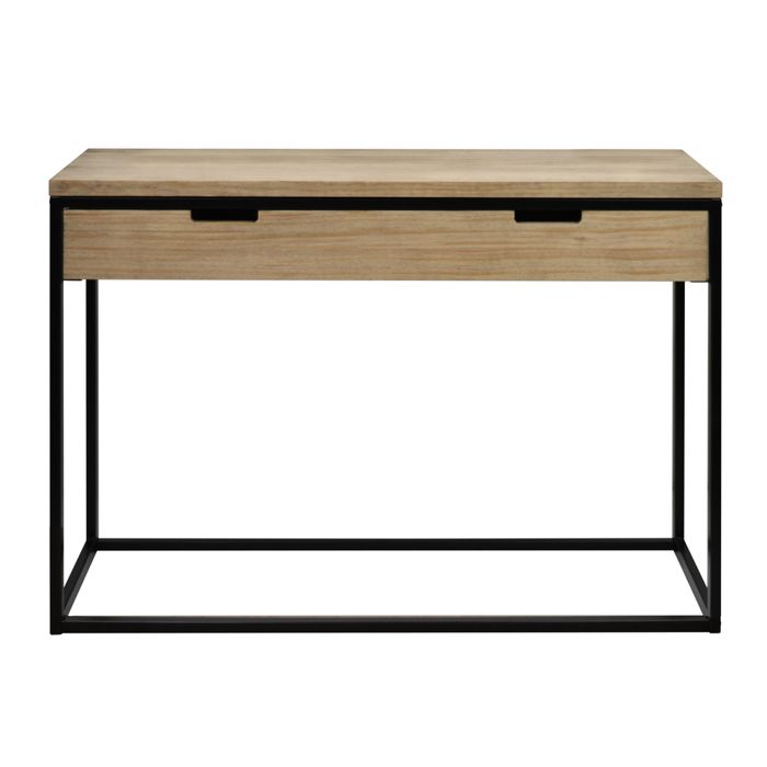 table d'entrée console icub - box furniture - noir - bois massif - double tiroir - style industriel