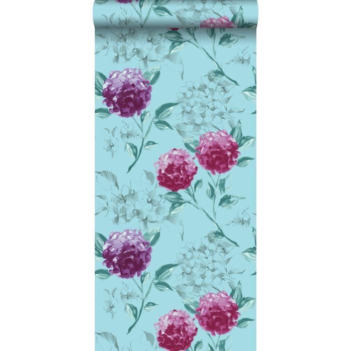 Nappe Ancienne Romanex Boussac Floral Hortensias – 175x140 Cm – Bleu Ovale