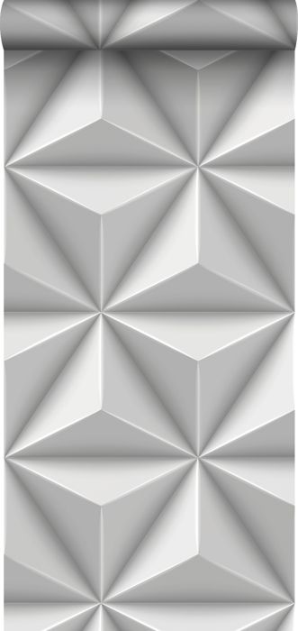 PP intissé éco texture graphique 3D gris clair - 0,53 x 10,05 m - 347815