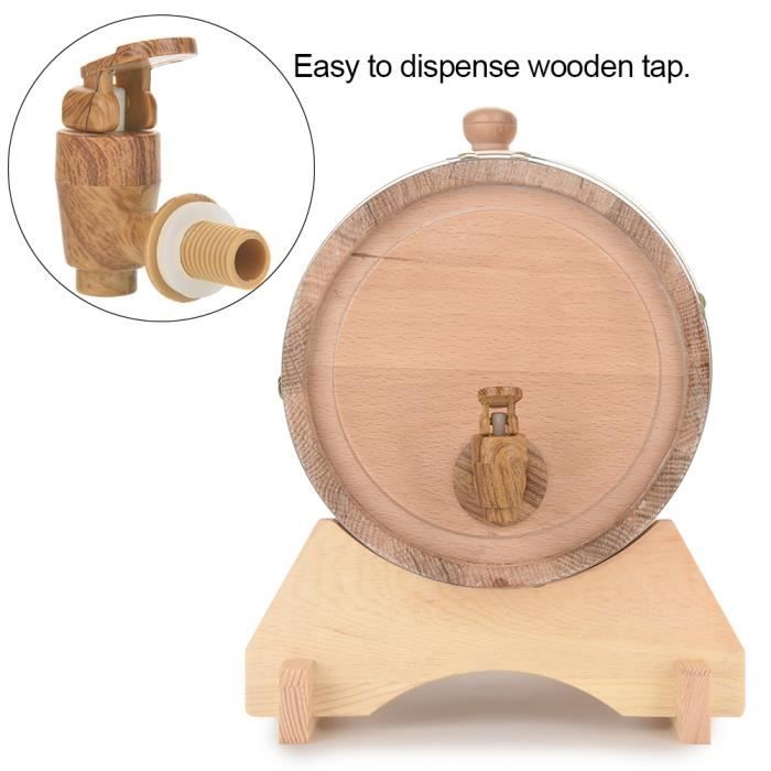 Tonneau en chêne vintage en bois de chêne pour vin, whisky, vin, vinaigre, bière - Avec support en bois et robinet - Pour whisky, bourbon, tequila, vin, vinaigre, bière (#3 Tonneau en chêne vintage en bois de chêne pour vin, whisky, vin, vinaigre, bière - Avec support en bois et robinet - Pour whisky, bourbon, tequila, vin, vinaigre, bière (#3