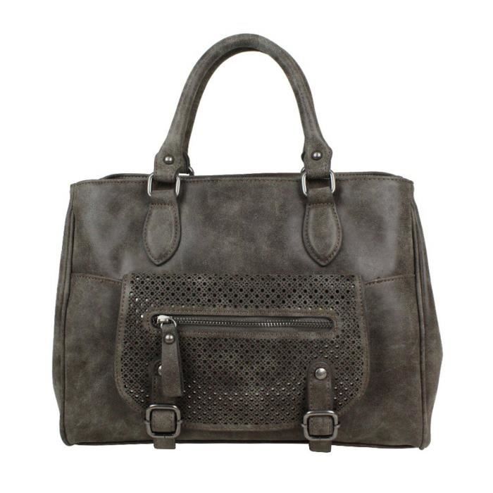 Sac à Main En Cuir Vieilli Délavé Bleu - Marque DUDU - Occasion Bon état