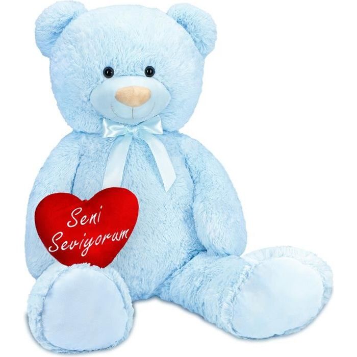 Ours Géant BRUBAKER 1,5 M Marron Avec Cœur - Peluche Géante Pour Anniversaire