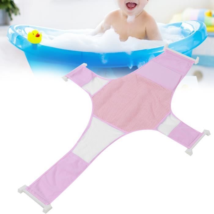 Siège De Bain Bébé Réglable Avec Fixation 3 Points - Support Pour Nourrisson Assis/allongé - Matériau PP Doux - 48x29 Cm - Blanc