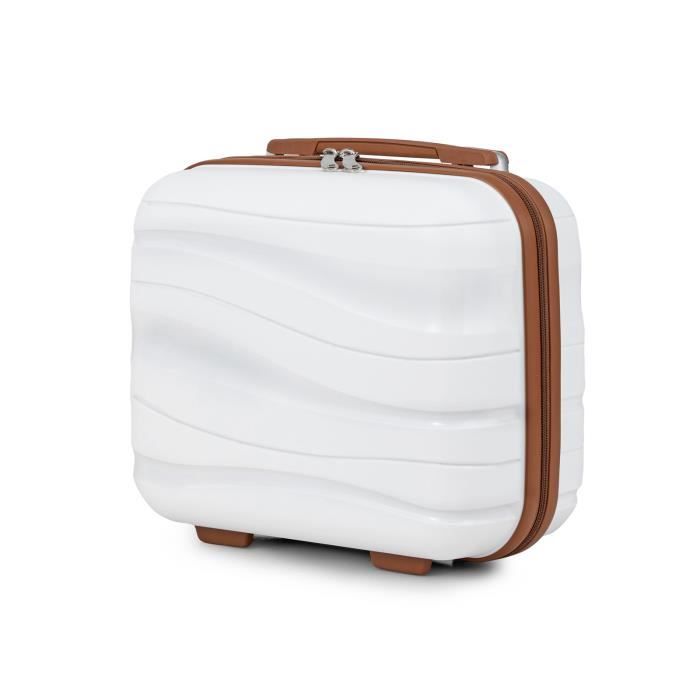 Kono Vanity Case Rigide ABS Léger Portable 34x30x17cm Trousse de Toilette  pour Voyage, Blanc Crème