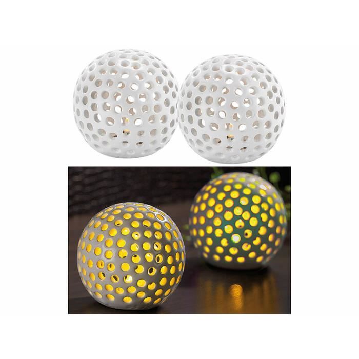 Lot de 2 lampes décoratives LED sans fil en céramique