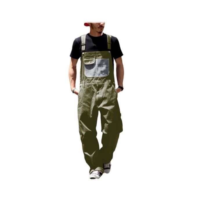 Salopette Homme Rétro Décontractée – Pantalon à Bretelles Cargo Ample Avec Poches | Vêtement De Travail Ou Loisir