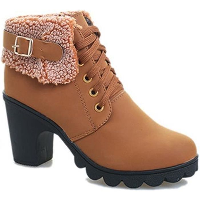 Bottine femme Martin Daim Marron Grande Taille Tete ronde