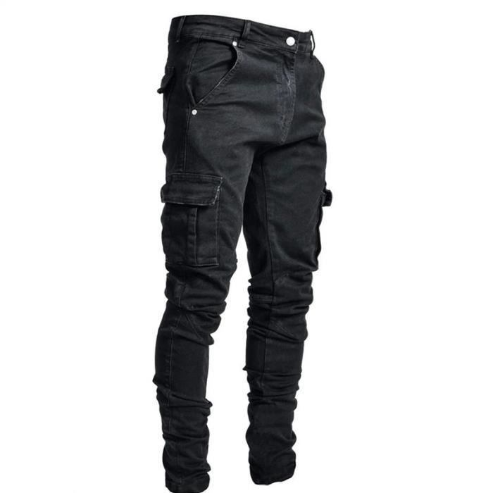 Pantalon Cargo pour Homme Jeans en Denim Combat Jean Cargo Homme Hip Hop Tactique Pantalons de Travail Militaire Multi Pockets noir Noir Cdiscount Pret a Porter