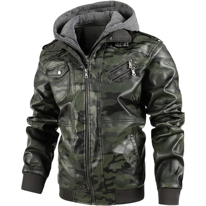 Veste Hiver Homme Chaude Zipp?�e Hiver Cuir Chaude Veste Polaire Veste Cuir Doubl?� Et ??paisse 