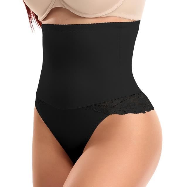 String Gainante Ventre Plat Taille Haute Lace Culotte Dentelle Slip Gaine Culottes Sculptantes Femme Tanga Gainante Shapewear Noir Noir Cdiscount Pret a Porter