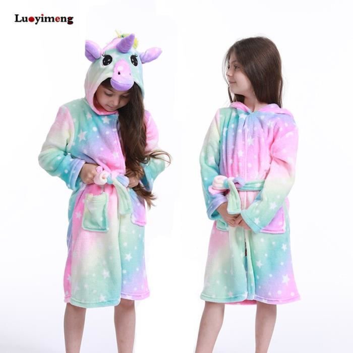 Peignoir Polaire Avec Capuche Pour Fille – Doux à Pois, Robe De Chambre Chaude Pour Automne/hiver - 6